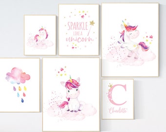 Nursery decor girl unicorn, unicorn nursery decor, unicorn nursery wall decor, girl room decor, pink purple, unicorn room decor for girls