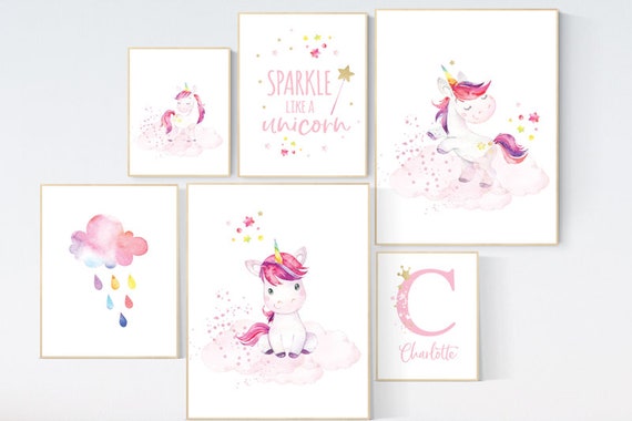 Nursery decor girl unicorn, unicorn nursery decor, unicorn nursery wall decor, girl room decor, pink purple, unicorn room decor for girls