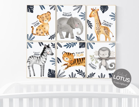 Safari nursery decor, nursery wall art animals, safari nursery prints, Boho Nursery Prints, Safari Nursery Prints, navy blue nursery decor