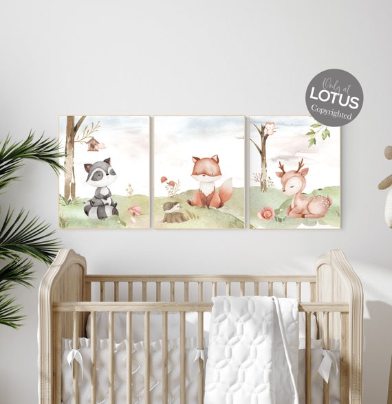 Woodland nursery decor, animals prints, woodland themed nursery, nursery art woodland, nursery prints gender neutral, jungle animals