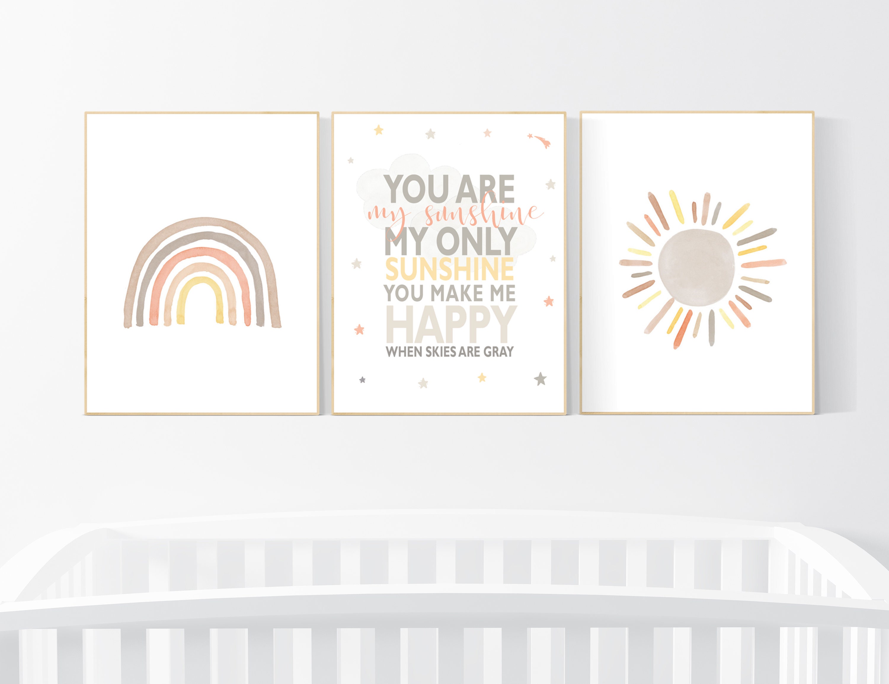You are my Sunshine Wall Art Navy Rainbow Printable Wall Art Set of 2