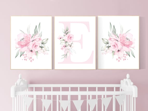 Nursery decor girl pink, nursery decor flower, nursery decor girl floral, flower nursery, girl nursery wall art, pink nursery, boho nursery