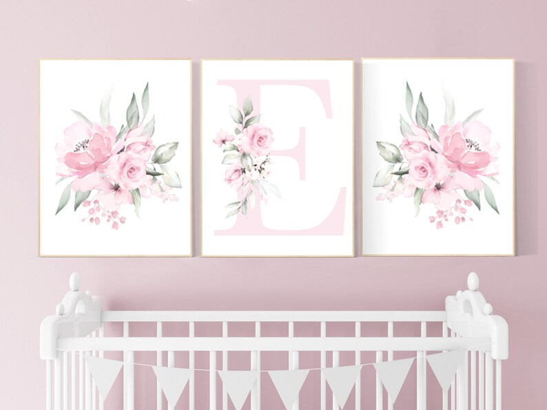 Pink Floral Nursery Decor: Girl's Room Wall Art - Etsy