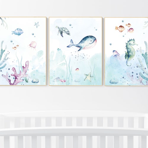 Under the Sea Wall Art Ocean Nursery Decor Nautical Nursery Etsy