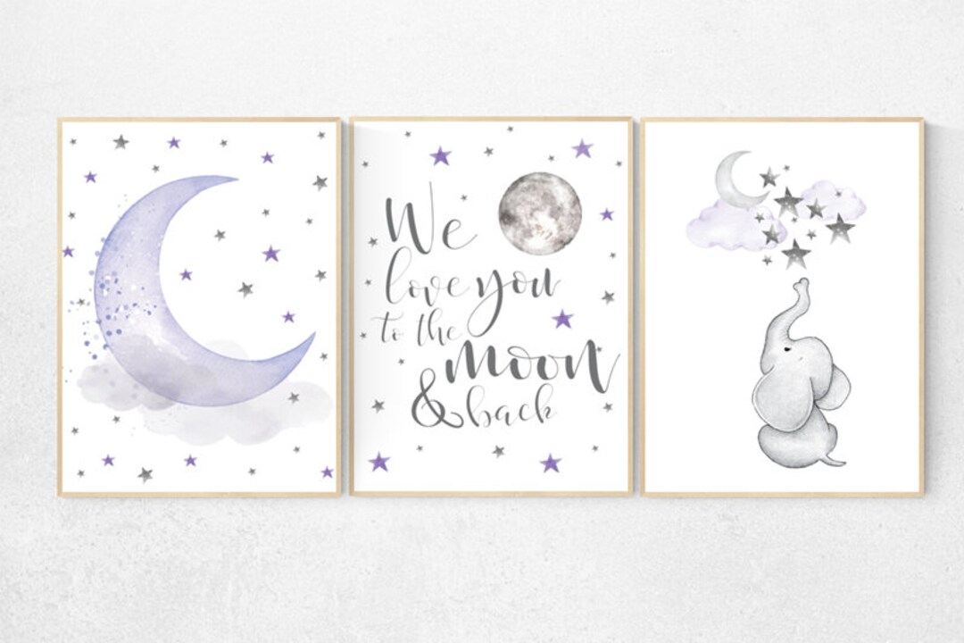 Nursery Decor Girl Purple Nursery Wall Art Girl Purple Etsy UK
