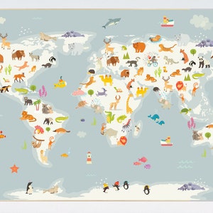 Kinderzimmer Weltkarte, Karte der Tiere, Karte der Gärtnereien, Karte der Tiere der Welt, Karte der Tiere der Welt, Karte der Tiere der Welt