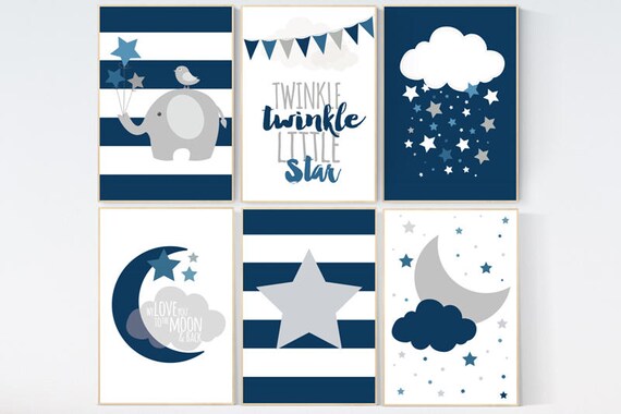 CUSTOMIZE! NAVY blue Nursery decor boy, nursery prints quotes, twinkle twinkle little star, nursery prints, navy blue wall art, navy gray