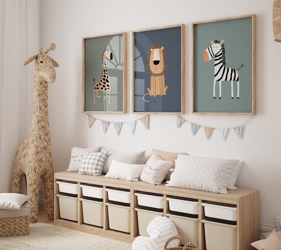 Safari Nursery Wall Prints, Boho Nursery Prints, jungle animals, Sage Green Nursery Art, animal Nursery Decor, animal prints