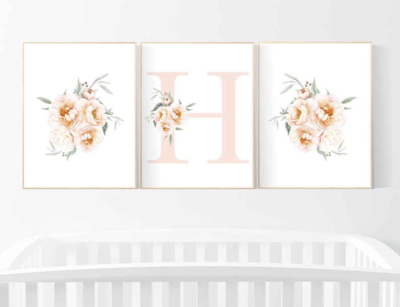 Nursery Decor Girl Coral Nursery Decor Girl Flower Name Etsy