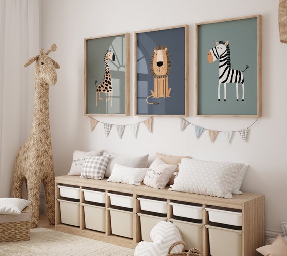 Safari Nursery Wall Prints, Boho Nursery Prints, jungle animals, Sage Green Nursery Art, animal Nursery Decor, animal prints