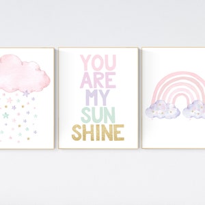 Nursery prints rainbow, Nursery decor girl, nursery wall art, pink purple mint, girl nursery decor, pink and purple, rainbow nursery