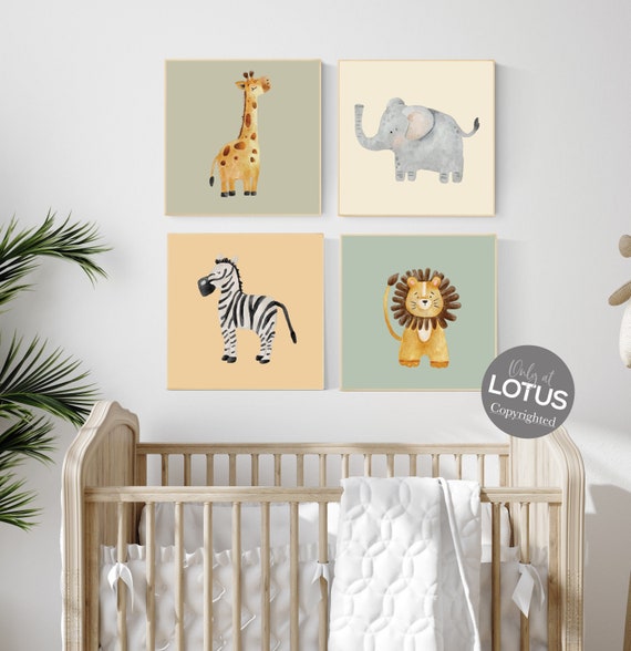 Nursery wall art animals, gender neutral nursery, nursery prints animals, woodland animals nursery, baby room wall art, animal wall art