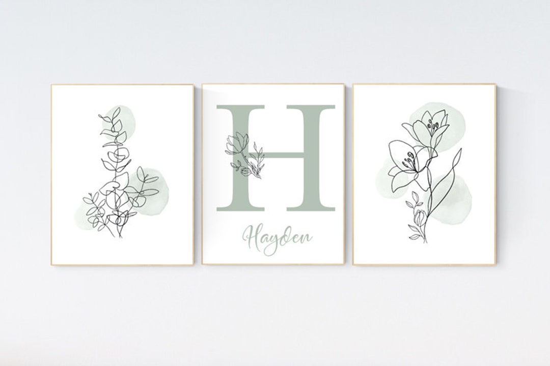 Boho Botanical Prints, Wildflower Nursery Decor, Floral Nursery, Sage ...