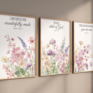 Wildflower Nursery Print: Boho Floral Decor, Bible Verse Art