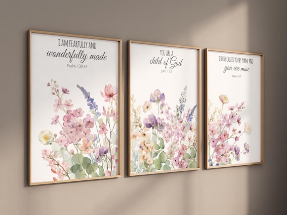 Boho Nursery wall art, Wildflower Nursery Decor, Floral Nursery, Girl Nursery Decor, vintage flower nursery, bible verse, christian wall art