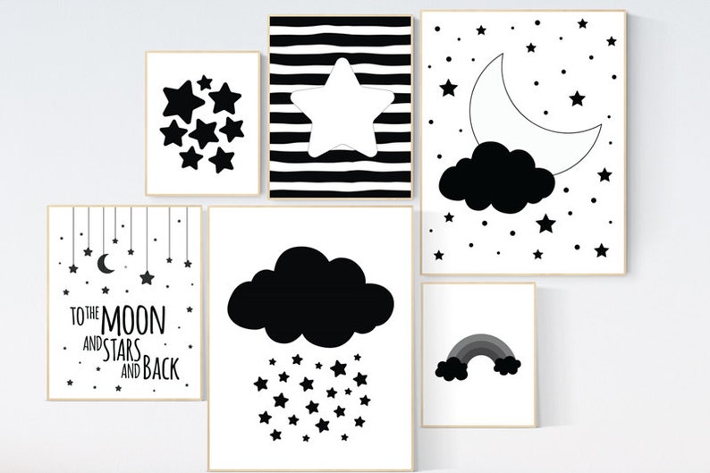 Black and White Nursery Prints Baby Room Decor Gender Etsy