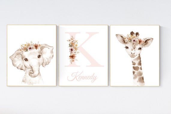 Boho Nursery, Wildflower Nursery Decor, woodland nursery, Floral Nursery, elephant nursery, animal prints, vintage flower, Botanical Print