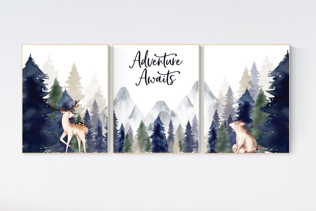 Woodland Nursery Prints: Mountain Adventure Theme Art - Etsy