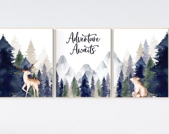Woodland Nursery Prints: Mountain Adventure Theme Art