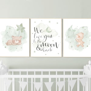 Nursery decor gender neutral, sage green nursery, bear nursery, green nursery, gender neutral nursery, sage green, baby room decor, bear