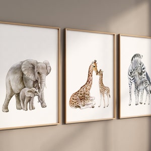 Safari Animal Prints, Animal Nursery Prints, Safari Nursery Decor, Elephant Giraffe Zebra, gender neutral, Safari Nursery, Animal Prints