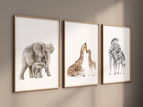 Safari Animal Prints, Animal Nursery Prints, Safari Nursery Decor, Elephant Giraffe Zebra, gender neutral, Safari Nursery, Animal Prints