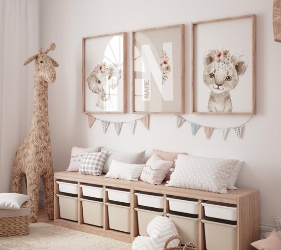 Safari nursery decor, animal prints, Safari animals, elephant nursery, Floral Nursery Prints, neutral nursery, beige nursery
