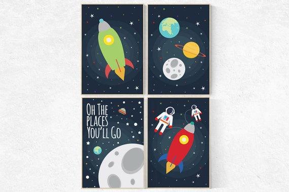 Nursery decor boy space, Space nursery decor, rocket, planets, moon, boys room decor, Boys space nursery prints, Nursery moon decor boy