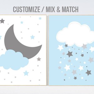 Baby boy nursery art, Nursery decor boy, nursery wall art, boy nursery, blue nursery decor, blue nursery wall decor, blue gray cloud nursery