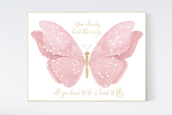 Girl nursery, butterfly nursery, Blush gold, Butterfly Nursery Art, girls room, butterfly prints, Butterfly Art, blush pink and gold