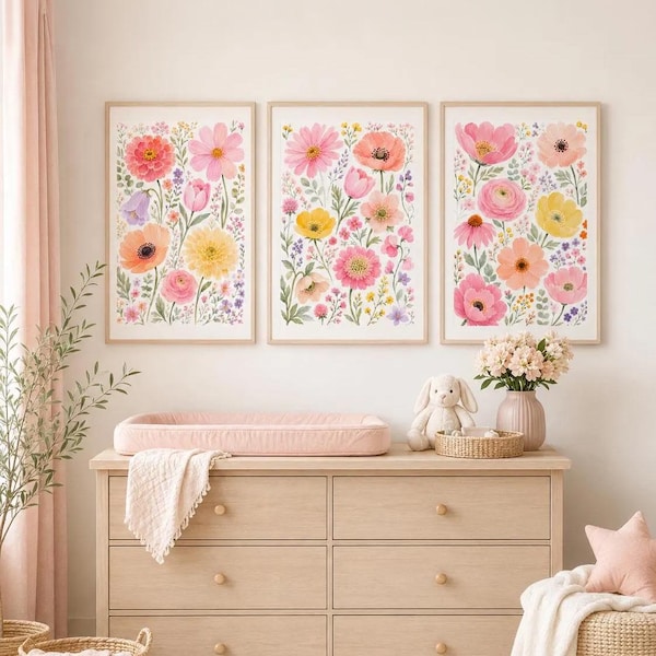 Watercolor Wildflower Nursery Print: Boho Floral Wall Art