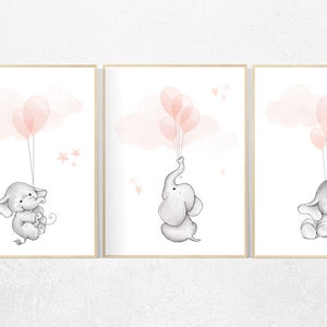 Blush pink nursery decor, blush nursery, nursery decor elephant, nursery decor girl coral, peach nursery, animal balloon, balloon nursery