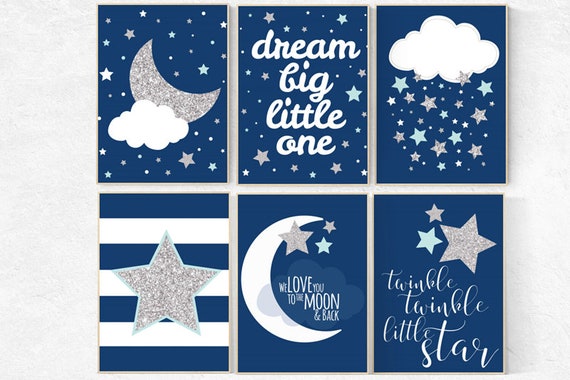 Navy mint gray nursery, navy mint silver nursery decor, mint navy nursery, silver navy blue, nursery decor boy, twinkle twinkle, dream big