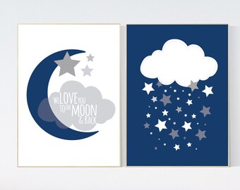 We Love You To The Moon And Back Navy Nursery Decor Navy Etsy We Love You To The Moon And Back Navy Nursery Decor Navy Etsy