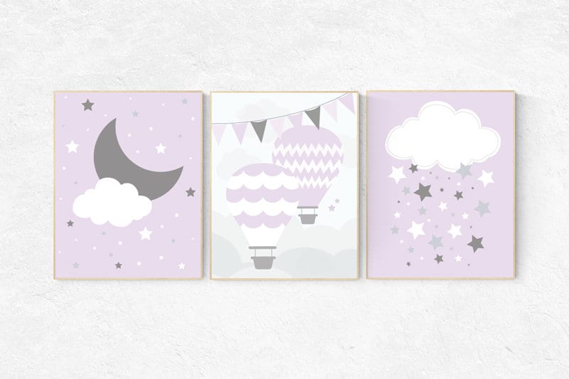 Lilac nursery decor, nursery decor girl purple, lilac gray nursery