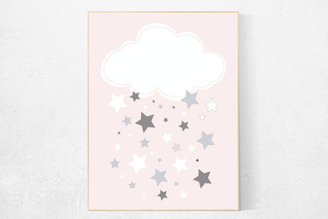 Pink Nursery Art, Nursery Wall Art, Pink and Gray, Baby Girl Nursery