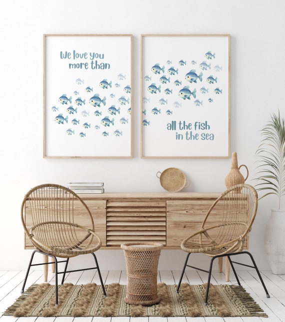 Under the sea wall art, Ocean nursery decor, Nautical nursery print set, under the sea nursery, gender neutral nursery, ocean, nautical