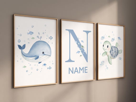Watercolor Sea Animal Prints: Ocean Nursery Wall Art