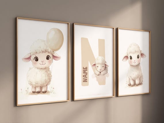 Sheep nursery decor, Gray nursery decor, nursery decor lamb, nursery wall art sheep, gender neutral nursery, grey nursery, baby room prints