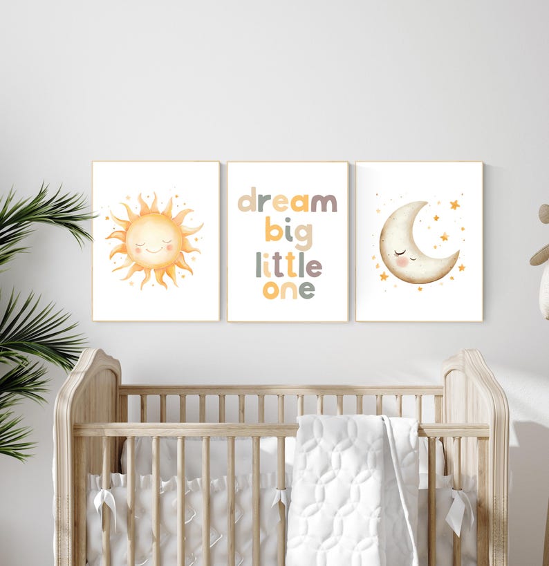 Sun and Moon Nursery Print Set: Boho Celestial Decor - Etsy