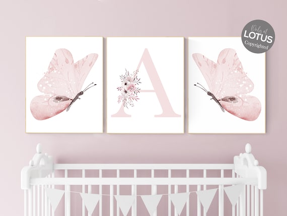 Nursery decor girl butterflies, Butterfly Nursery Art, Girl Nursery Art, Butterfly Nursery Decor for Baby Girl, Butterfly Art, light pink