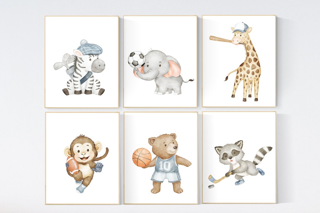 Sports Nursery Decor, Baby Animals Sport, Baby Boy Sports Nursery