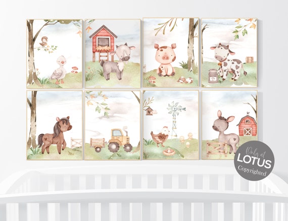 Nursery wall art animals, farm animals, farm nursery, nursery prints gender neutral, animals prints, farm themed nursery, Farm animals print