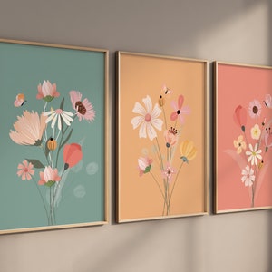 Imprimé fleurs sauvages pour chambre de bébé : oeuvre d'art murale florale bohème