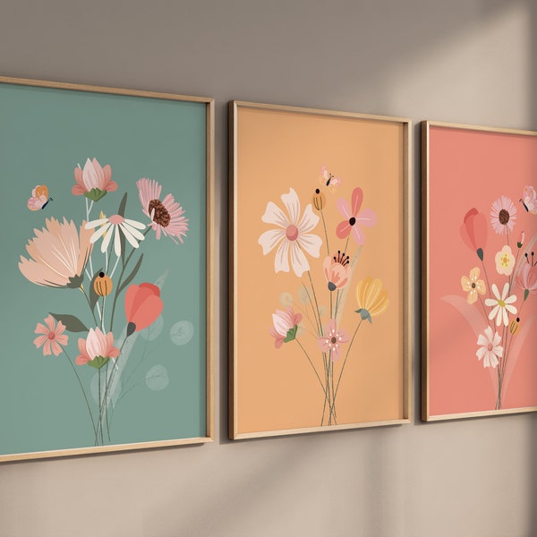 Imprimé fleurs sauvages pour chambre de bébé : oeuvre d'art murale florale bohème