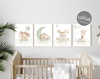 Sage Green Nursery Animal Prints: Gender Neutral Baby Room Decor