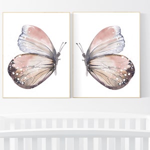 Nursery decor girl butterfly, blush, blush pink, Butterfly Nursery Art, girls room, butterfly prints, Butterfly Art, blush pink, neutral