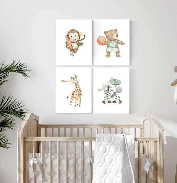Baby Animals Sports Print: Safari Nursery Decor