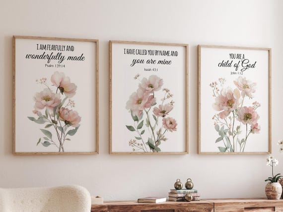 Wildflower Nursery Print: Boho Floral Decor, Bible Verse Art