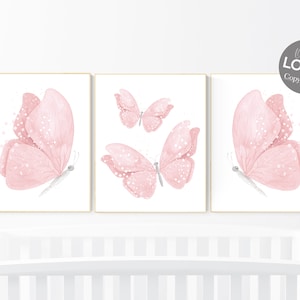 Butterfly Nursery Art, pink nursery, Girl Nursery Art, Butterfly Nursery Decor, blush pink, girls room decor, Butterfly Art